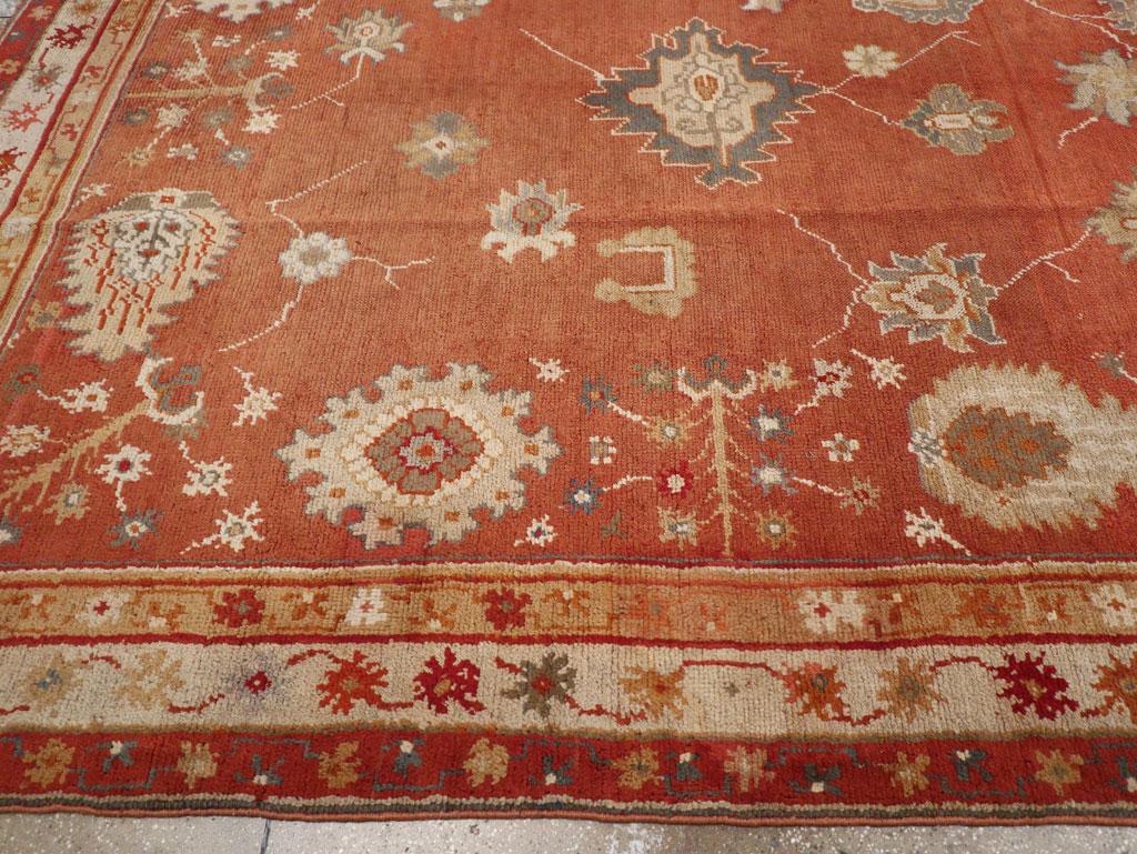 Wool Early 20th Century Turkish Oushak Large Carpet For Sale