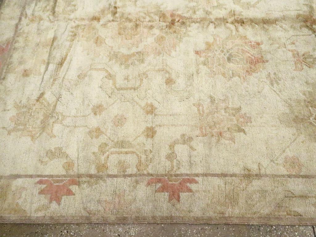 Wool Early 20th Century Turkish Oushak Large Carpet For Sale
