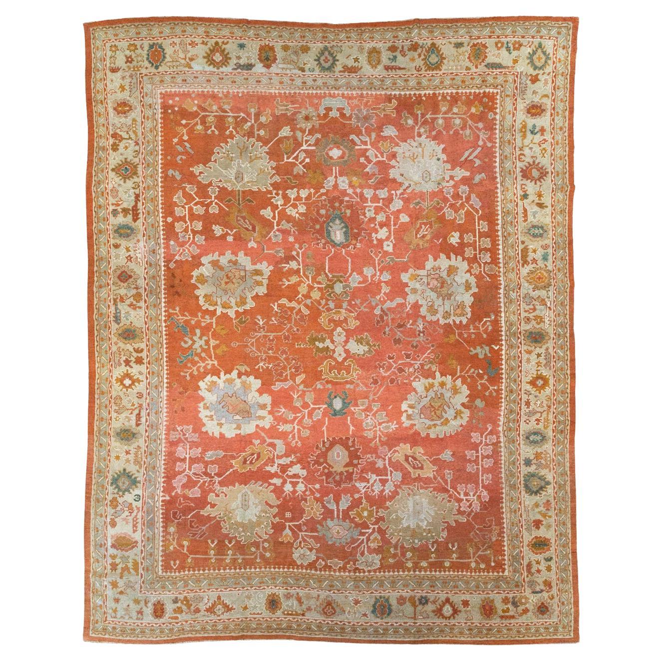 Early 20th Century Turkish Oushak Large Carpet