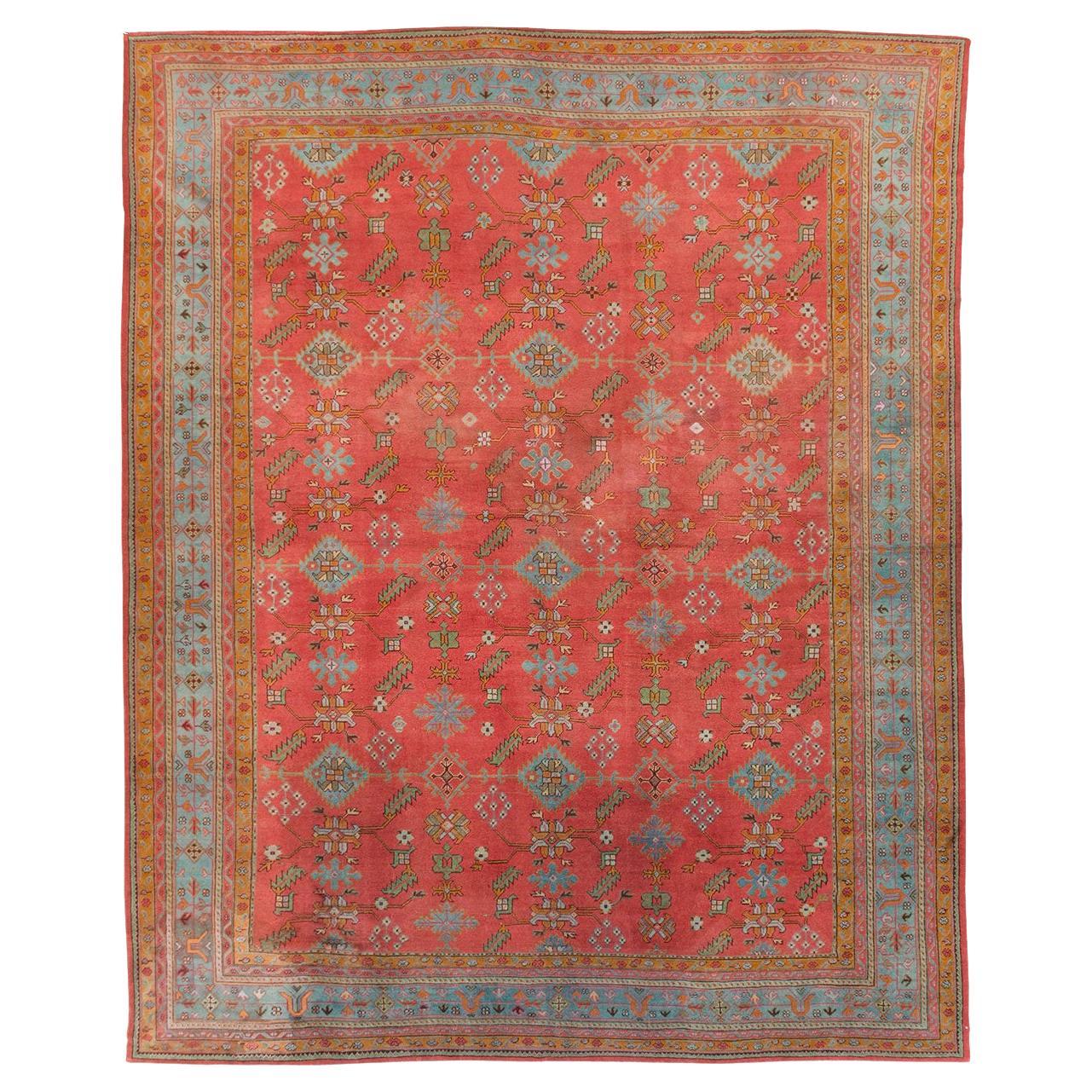Gran alfombra turca Oushak de principios del siglo XX