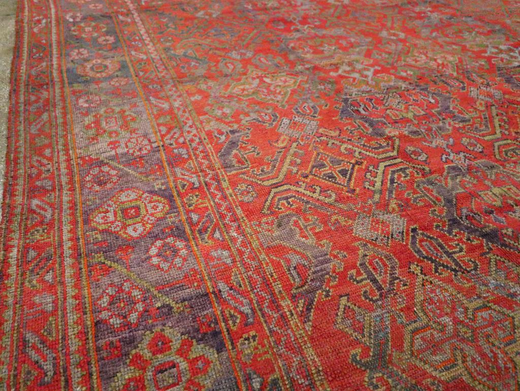 Hand-Knotted Early 20th Century Turkish Oushak Large Room Size Carpet For Sale