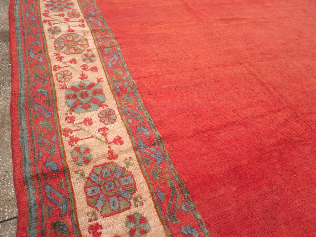 Hand-Knotted Early 20th Century Turkish Oushak Large Room Size Carpet For Sale