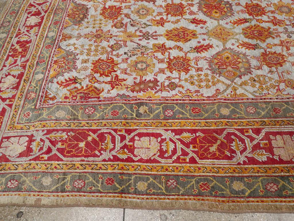 Wool Early 20th Century Turkish Oushak Large Room Size Carpet For Sale