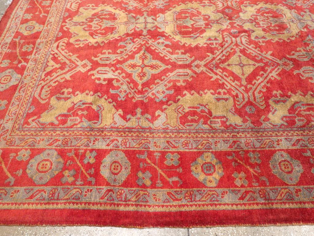 Wool Early 20th Century Turkish Oushak Large Room Size Carpet For Sale
