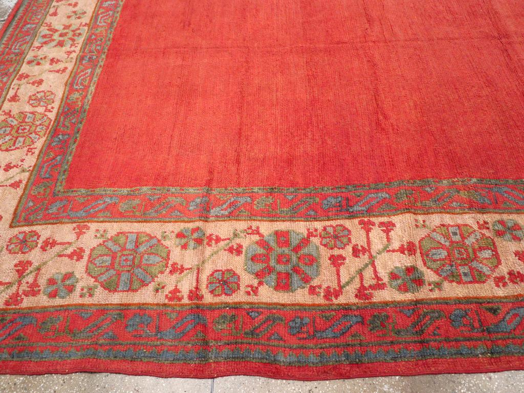 Wool Early 20th Century Turkish Oushak Large Room Size Carpet For Sale