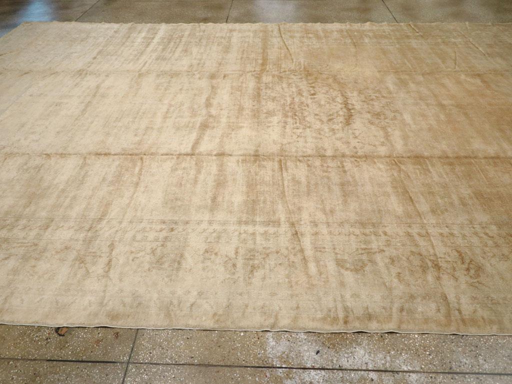 Wool Early 20th Century Turkish Oushak Oversize Carpet For Sale