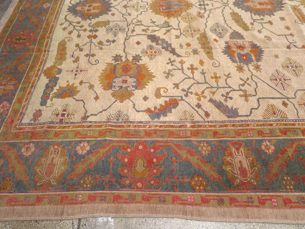 Wool Early 20th Century Turkish Oushak Oversize Carpet For Sale