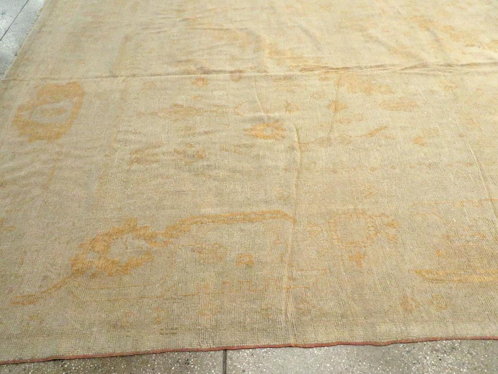 Wool Early 20th Century Turkish Oushak Oversize Carpet For Sale