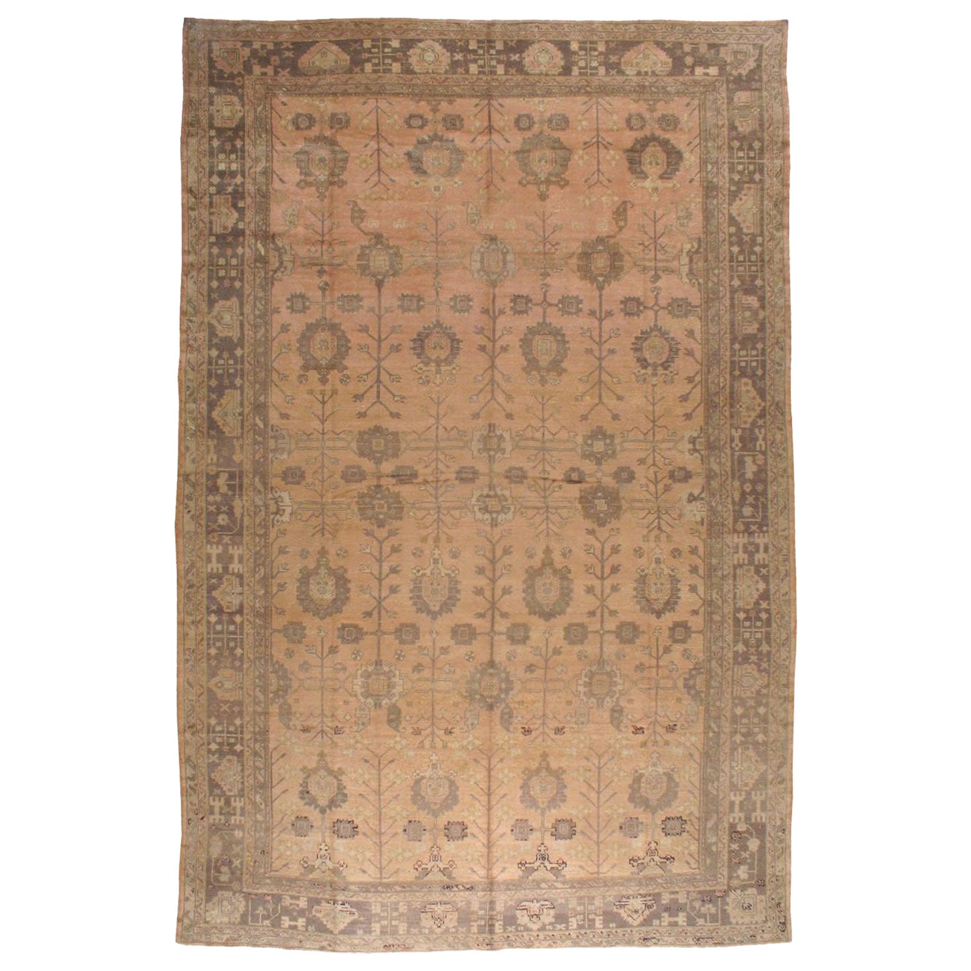 Tapis turc Oushak surdimensionné du début du 20e siècle