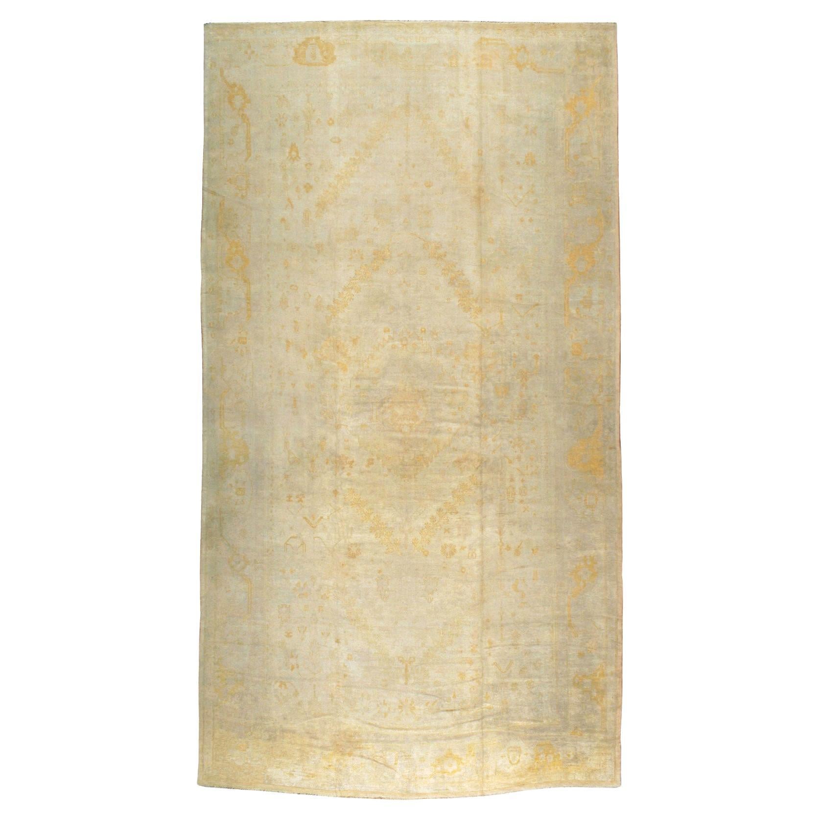 Early 20th Century Turkish Oushak Oversize Carpet For Sale
