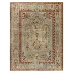 Early 20th Century Turkish Oushak Pink, Red, Beige and Gray Handmade Rug