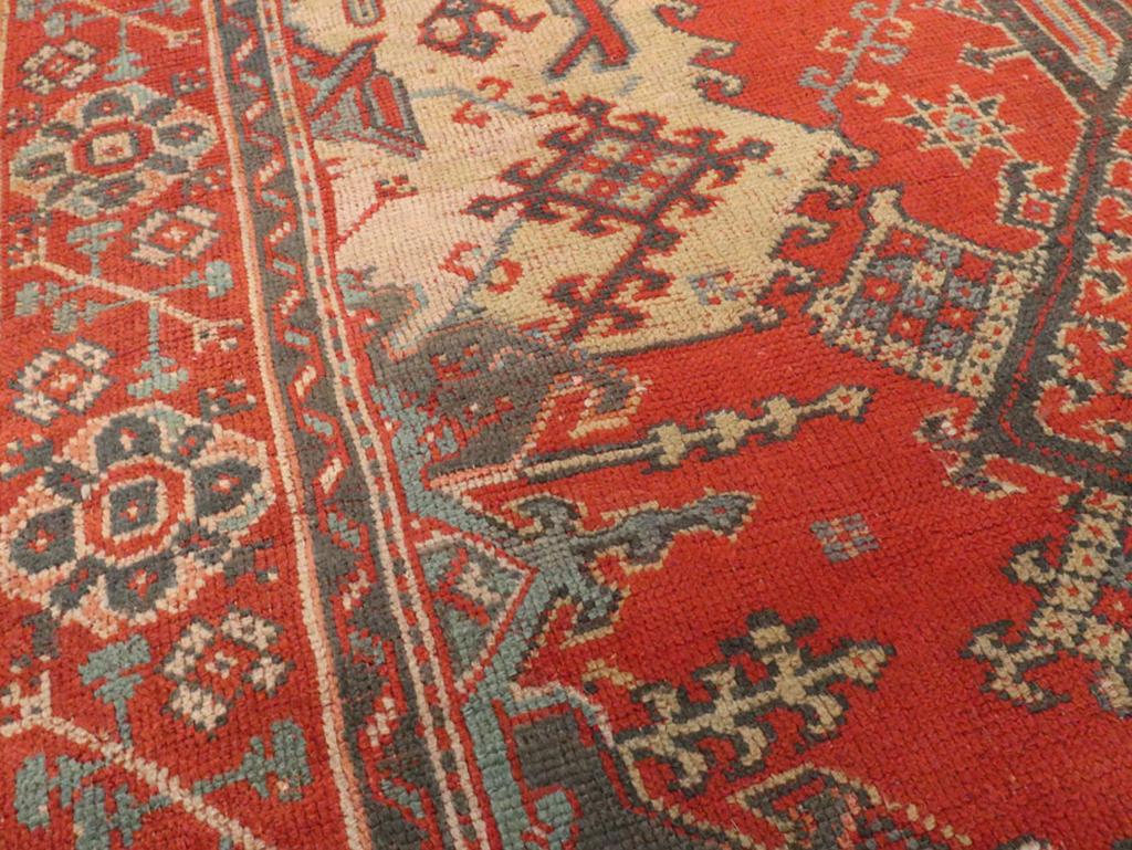 Hand-Knotted Early 20th Century Turkish Oushak Room Size Carpet For Sale