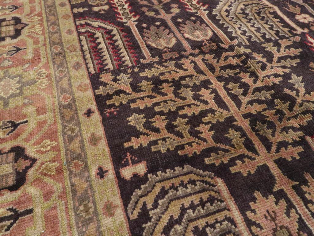 Hand-Knotted Early 20th Century Turkish Oushak Room Size Carpet For Sale