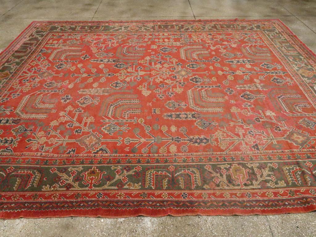 Alfombra turca Oushak de principios del siglo XX para habitaciones Turco en venta
