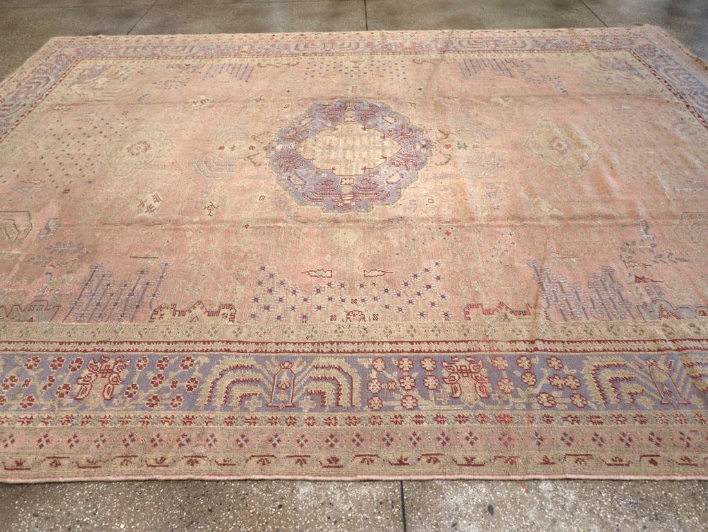 Noué à la main Tapis turc Oushak du début du 20e siècle en vente
