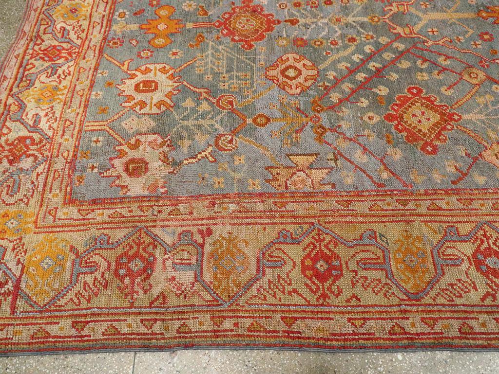 Wool Early 20th Century Turkish Oushak Room Size Carpet For Sale