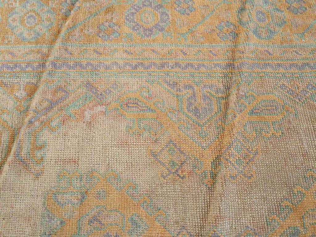 Wool Early 20th Century Turkish Oushak Room Size Carpet For Sale