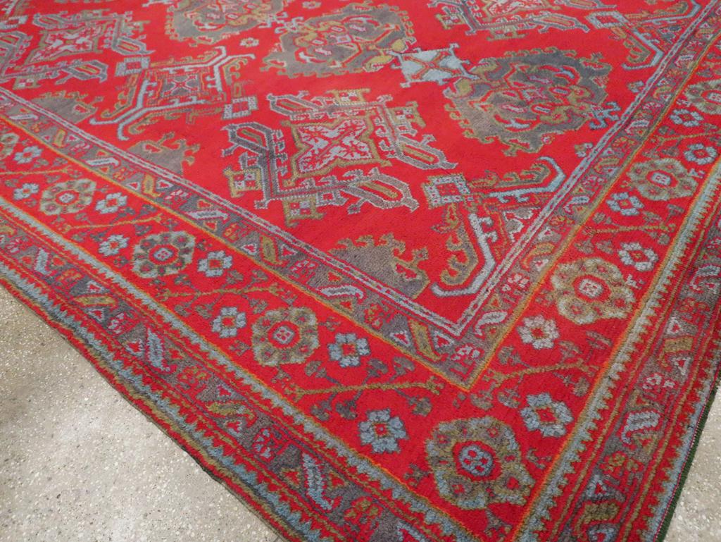 Wool Early 20th Century Turkish Oushak Room Size Carpet For Sale
