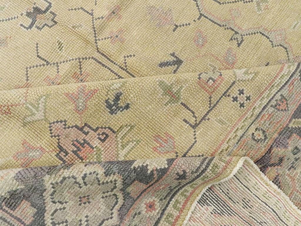 Early 20th Century Turkish Oushak Room Size Carpet For Sale 1