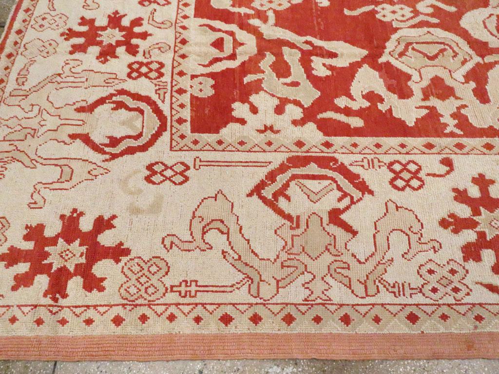 Alfombra turca Oushak de principios del siglo XX para habitaciones Lana en venta