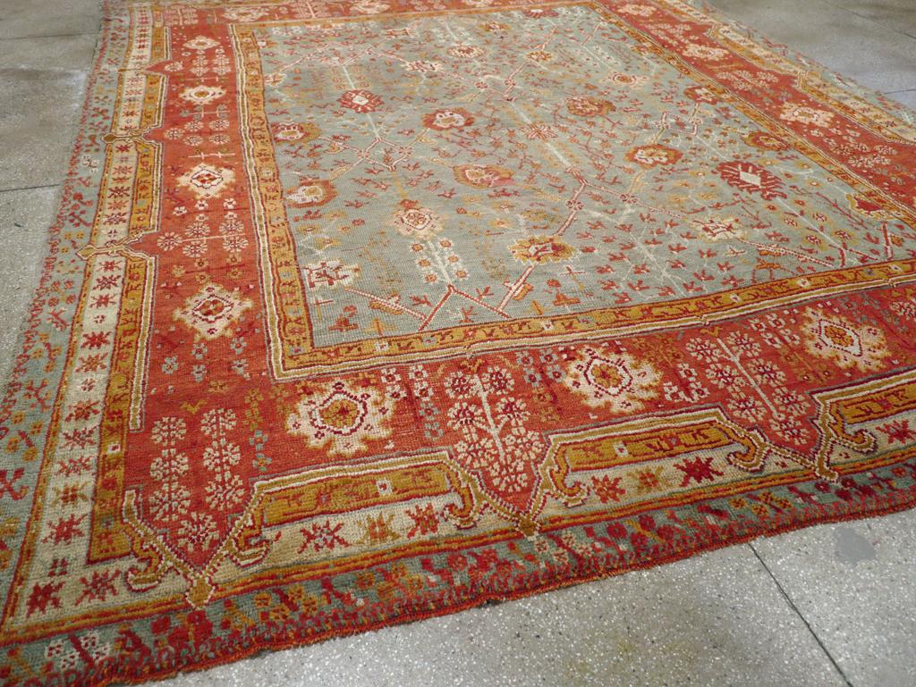 Early 20th Century Turkish Oushak Room Size Carpet For Sale 1