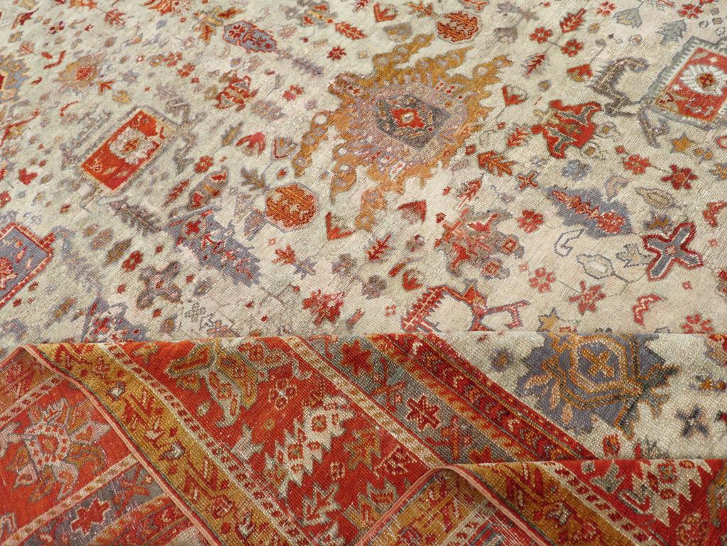 Early 20th Century Turkish Oushak Room Size Carpet For Sale 2