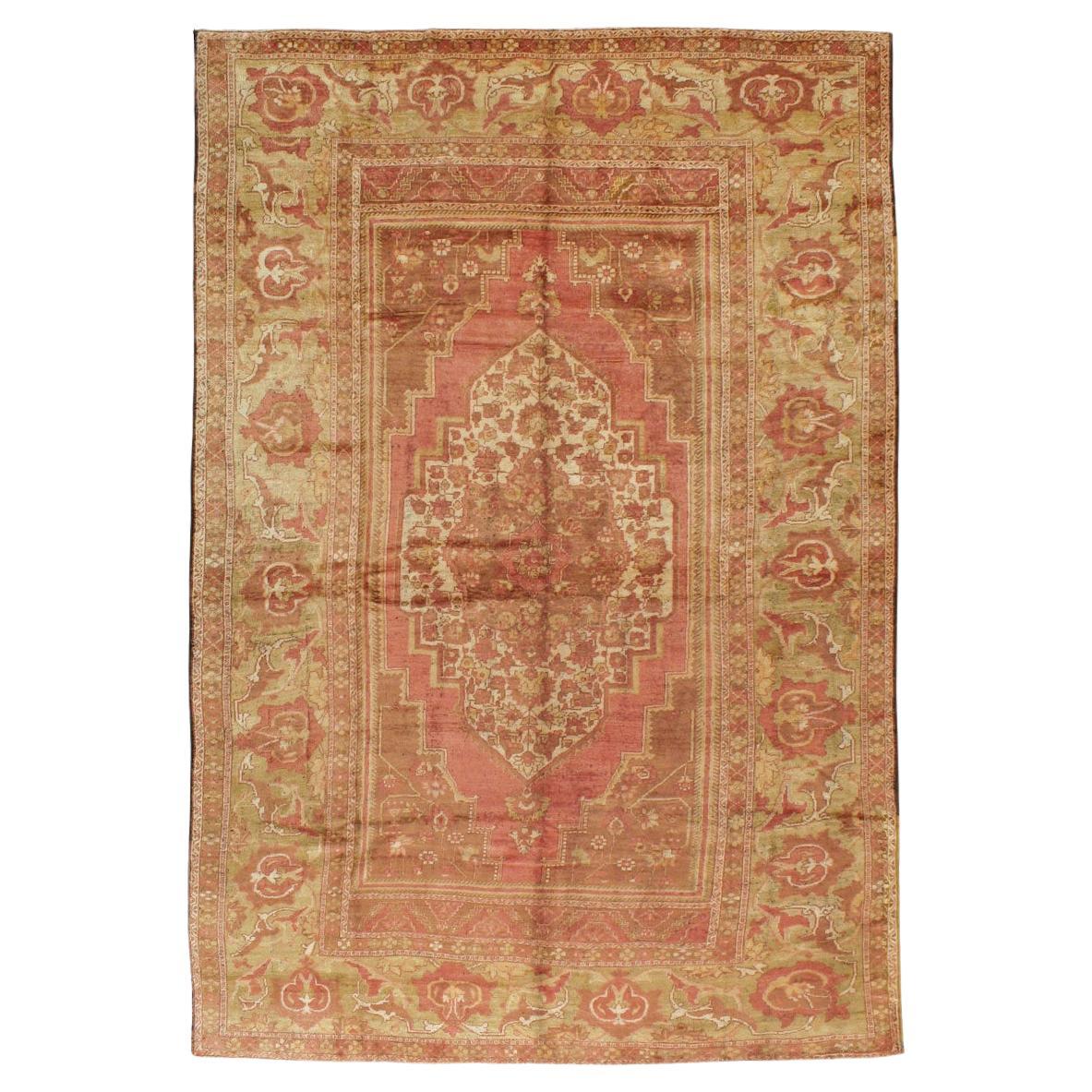 Early 20th Century Turkish Oushak Room Size Carpet