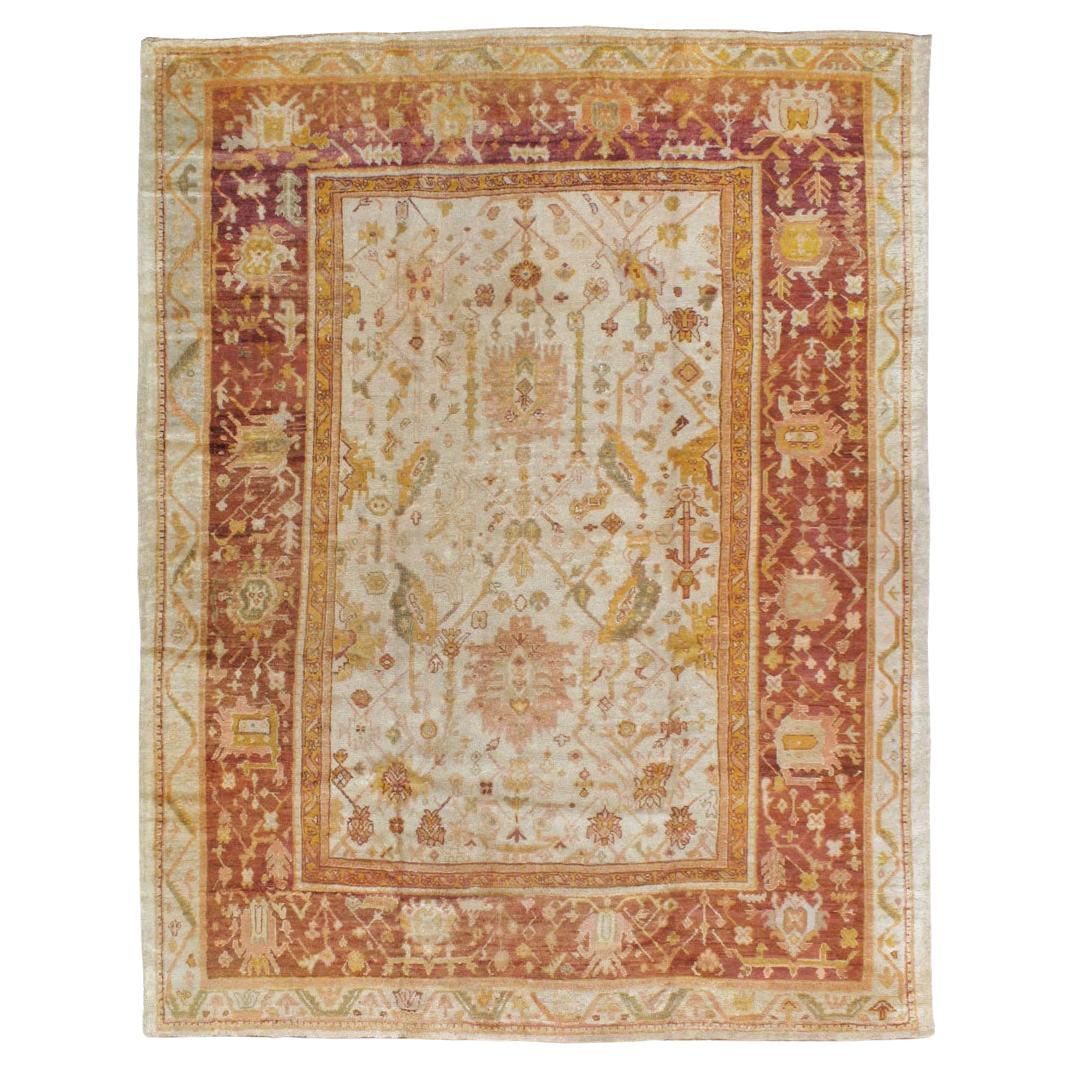 Early 20th Century Turkish Oushak Room Size Carpet