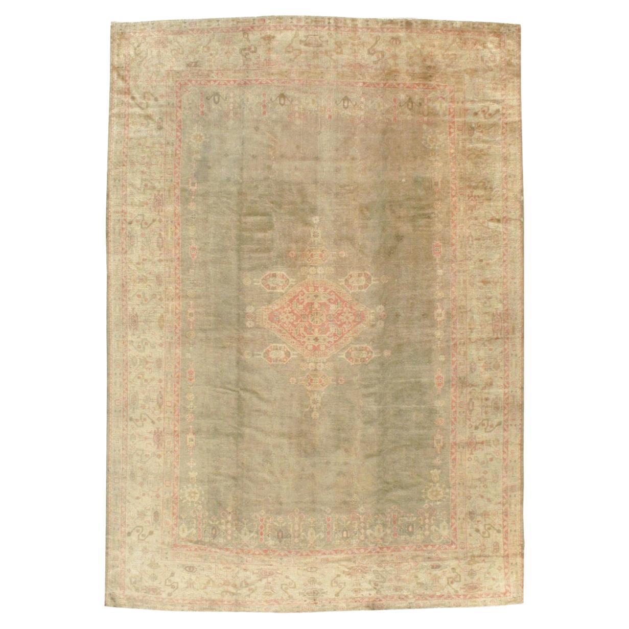 Early 20th Century Turkish Oushak Room Size Carpet