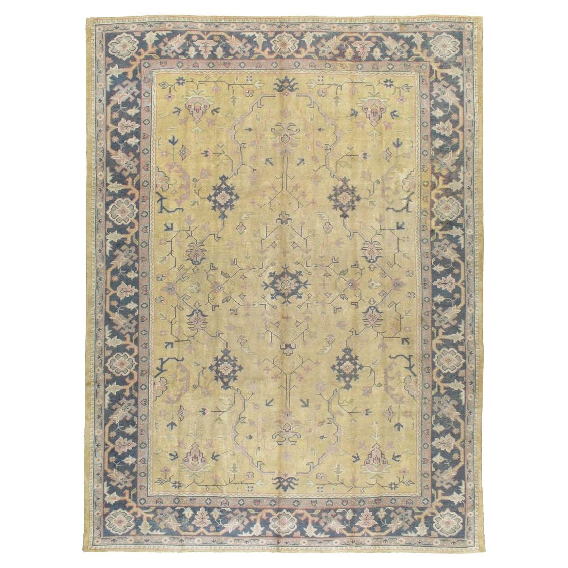 Early 20th Century Turkish Oushak Room Size Carpet For Sale