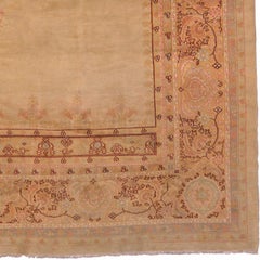Early 20th Century Turkish Soft Rust Geometric Oushak Rug