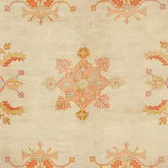 Early 20th Century Beige and Terracotta Turkish Oushak Rug