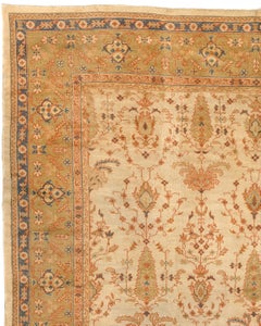 20th Century Turkish Beige Stylized Floral Oushak Rug