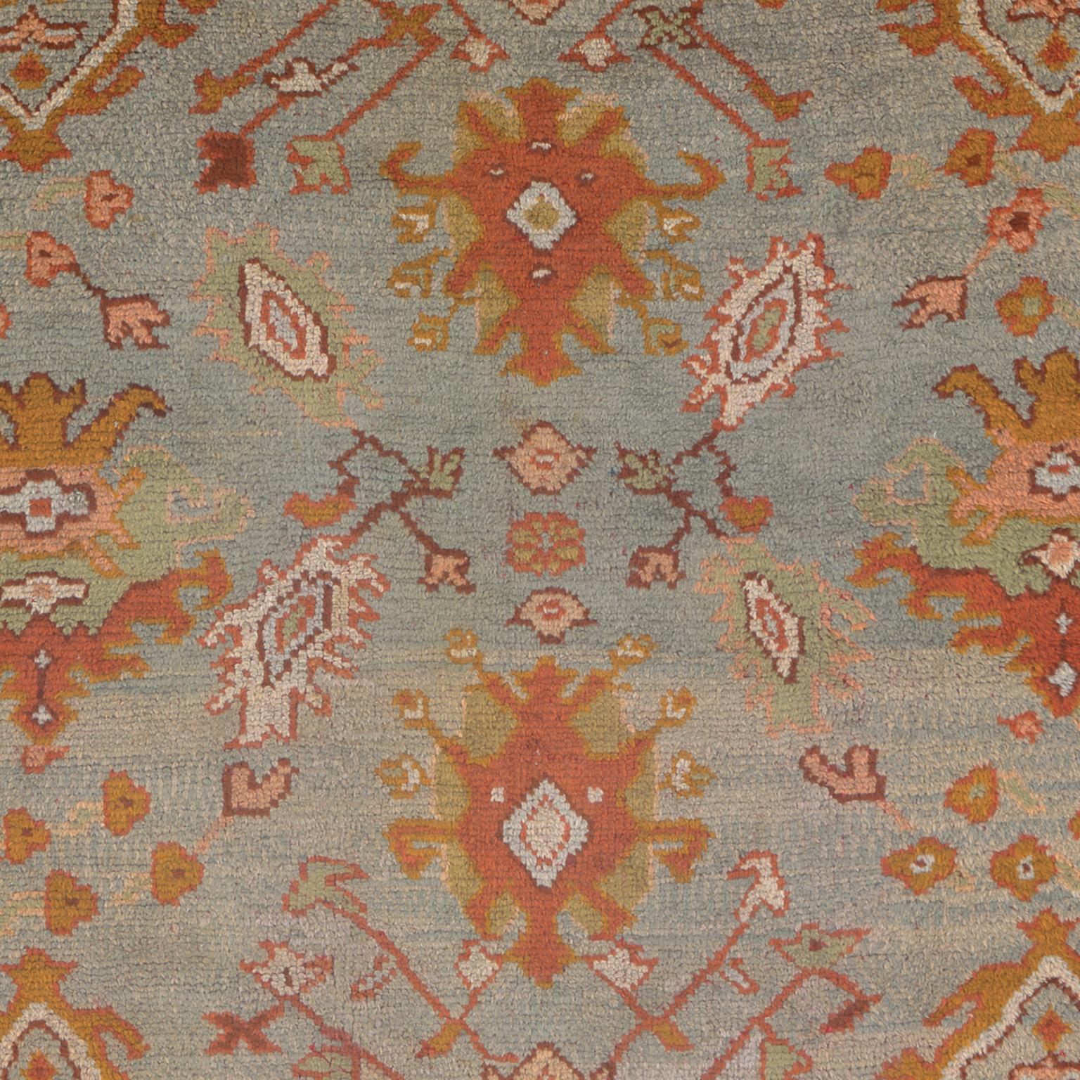 Hand-Knotted Early 20th Century Turkish Oushak Rug For Sale