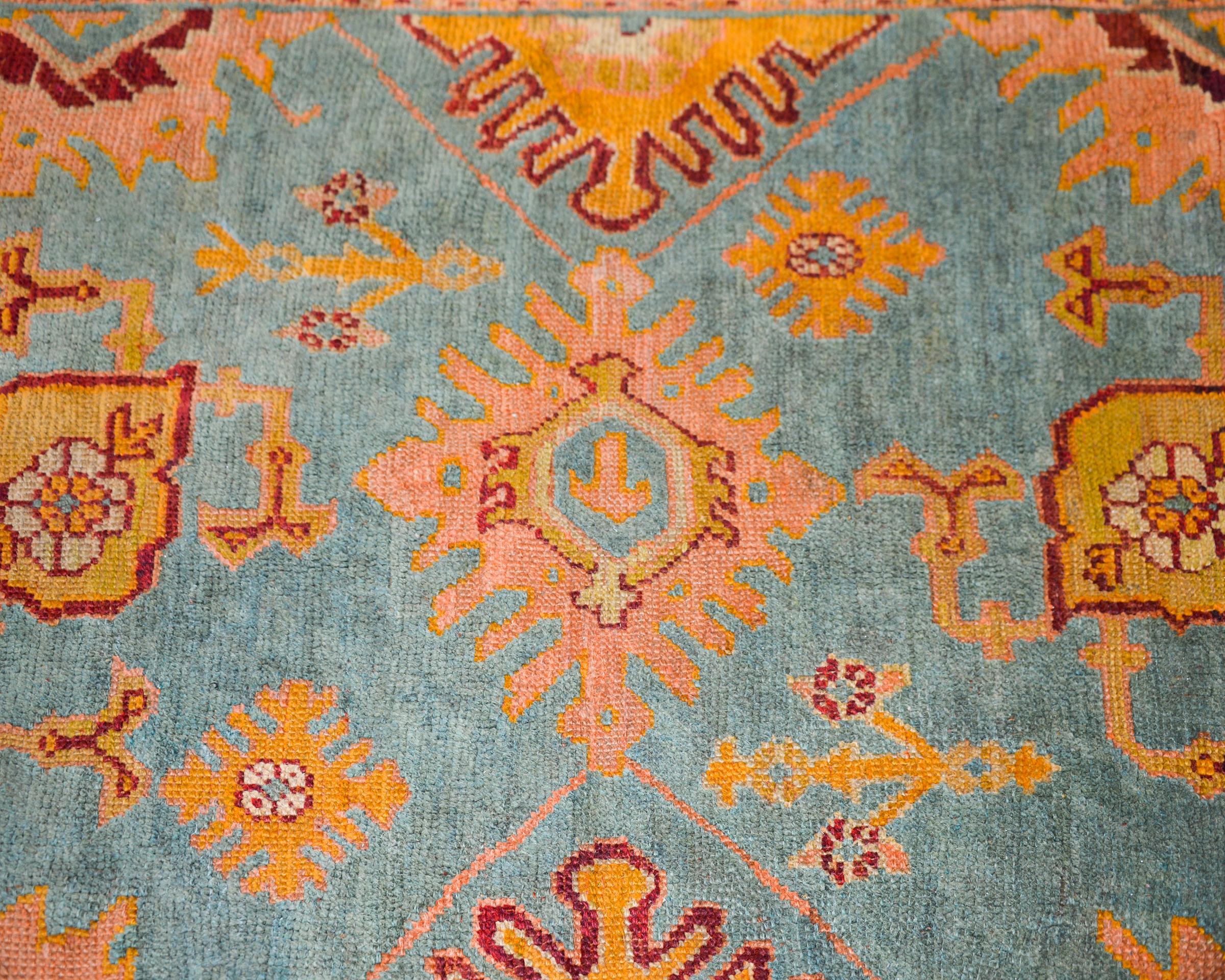 Hand-Knotted Early 20th Century Turkish Oushak Rug For Sale