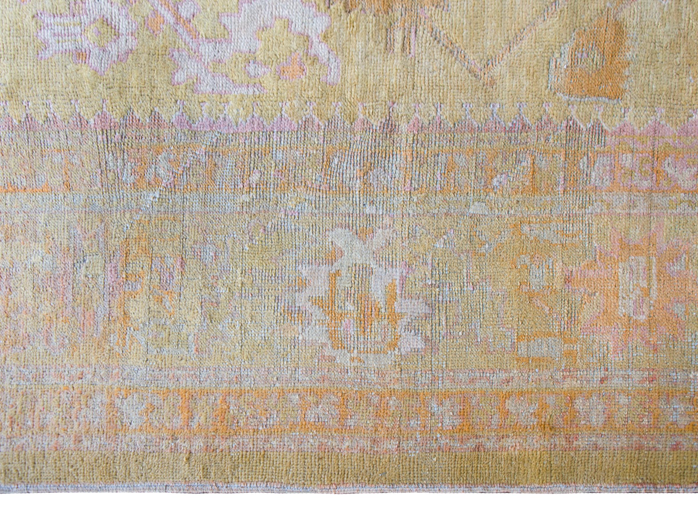 Hand-Knotted Early 20th Century Turkish Oushak Rug For Sale