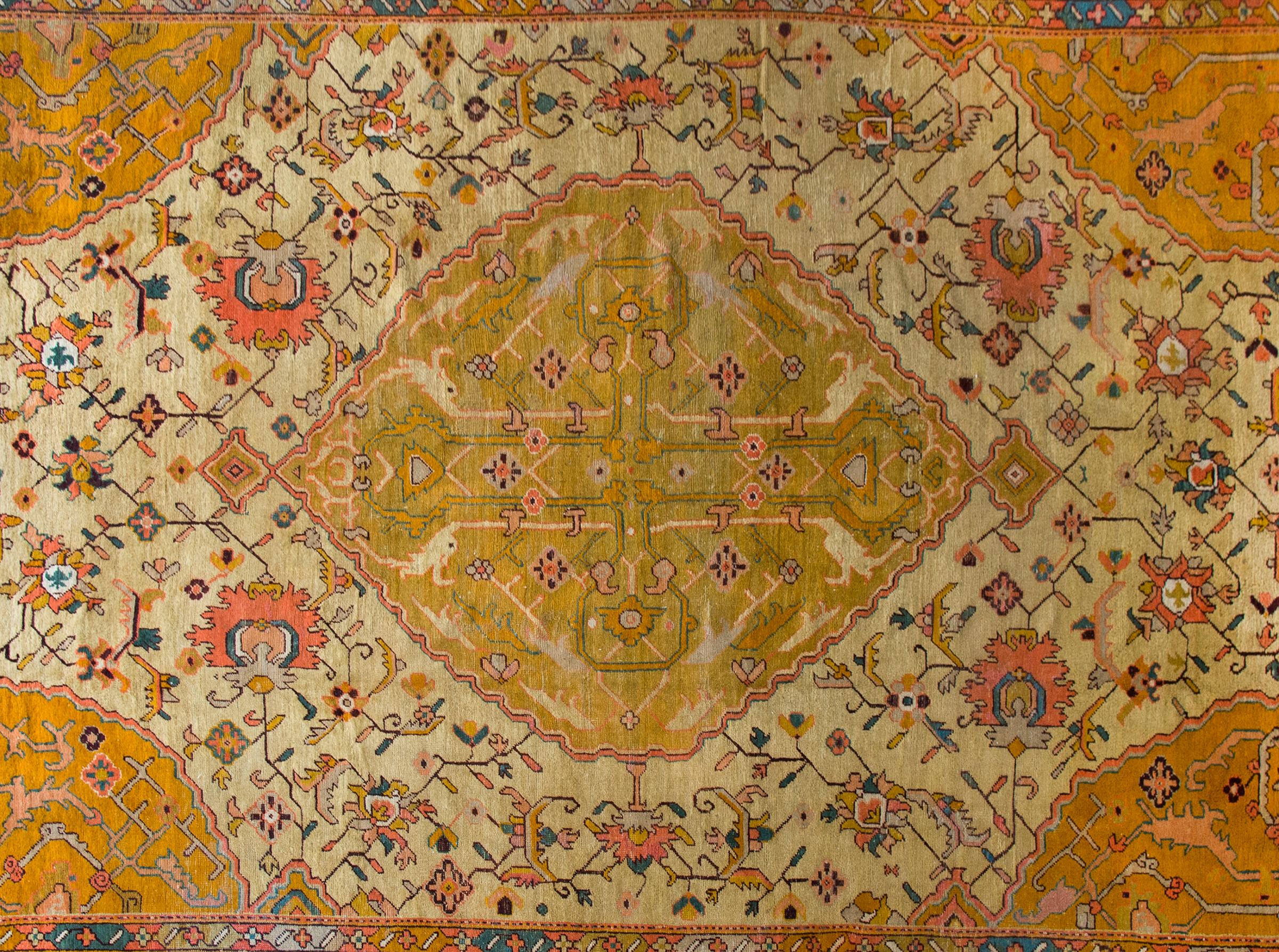 Hand-Knotted Early 20th Century Turkish Oushak Rug For Sale