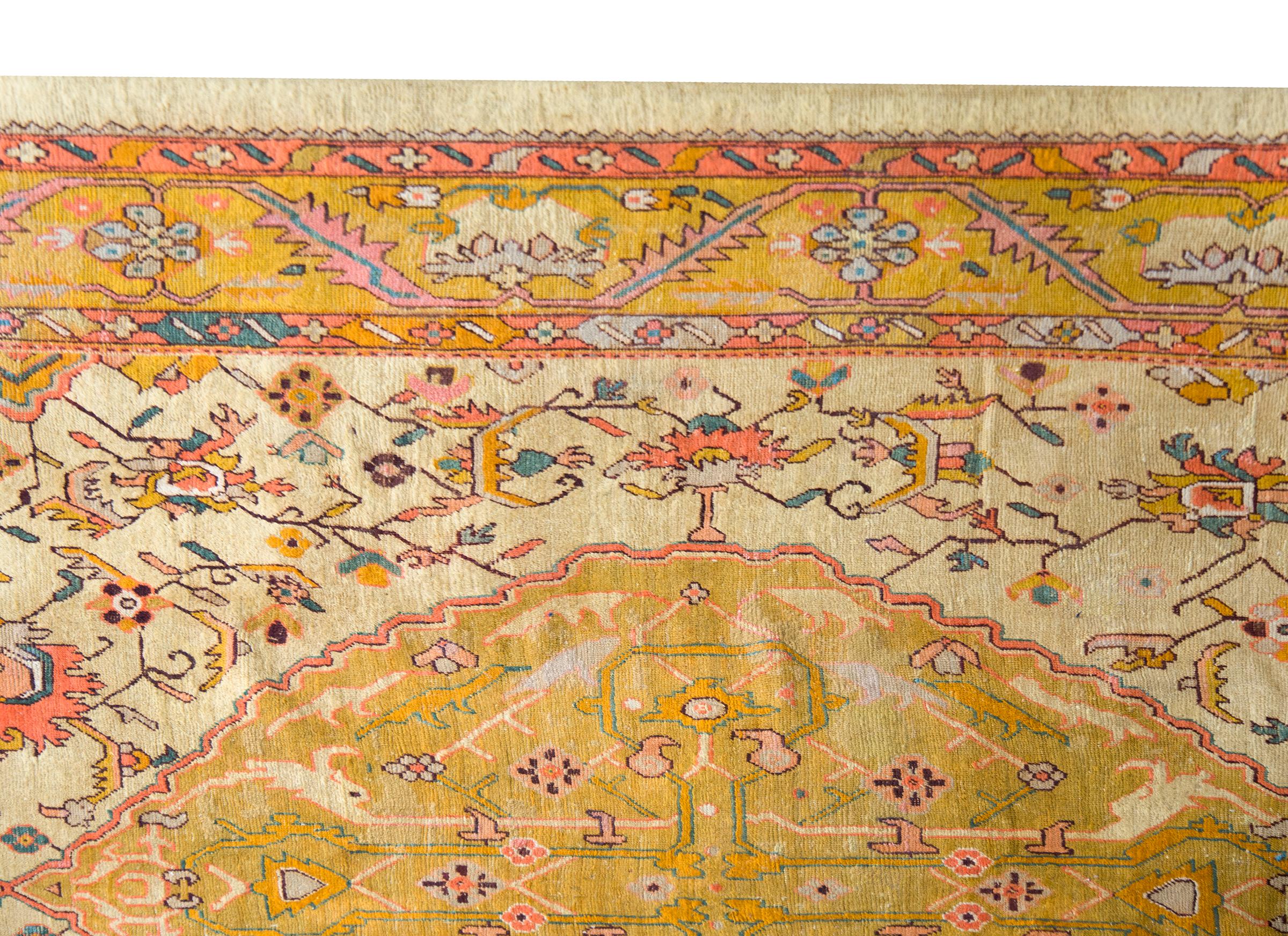 Early 20th Century Turkish Oushak Rug In Good Condition For Sale In Chicago, IL