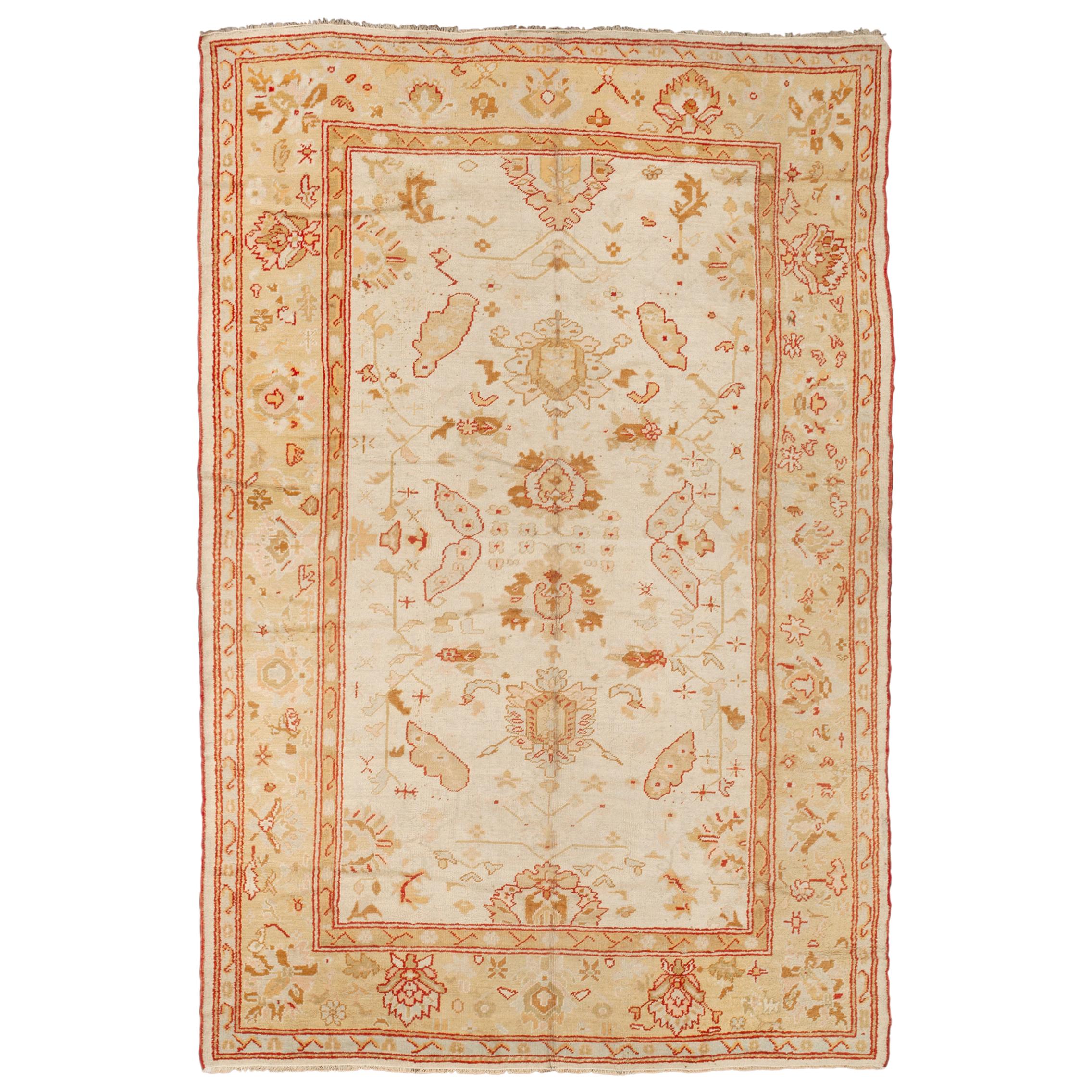 Early 20th Century Turkish Oushak Rug For Sale