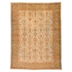 20th Century Turkish Beige Stylized Floral Oushak Rug