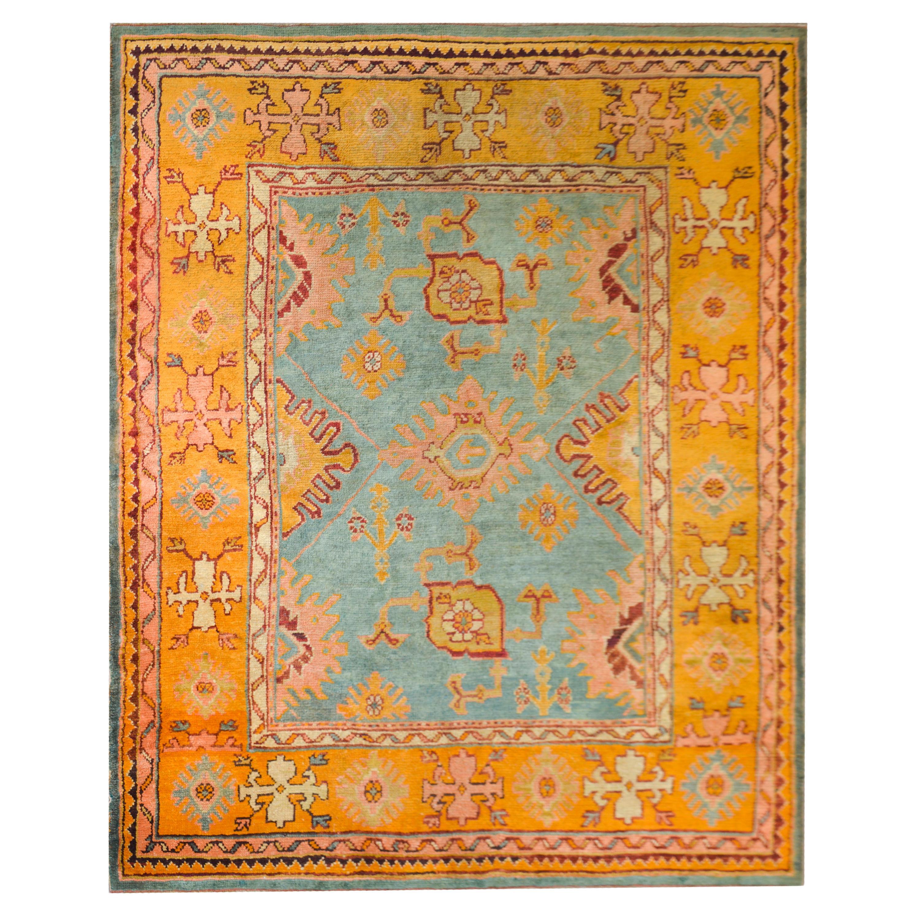 Early 20th Century Turkish Oushak Rug For Sale