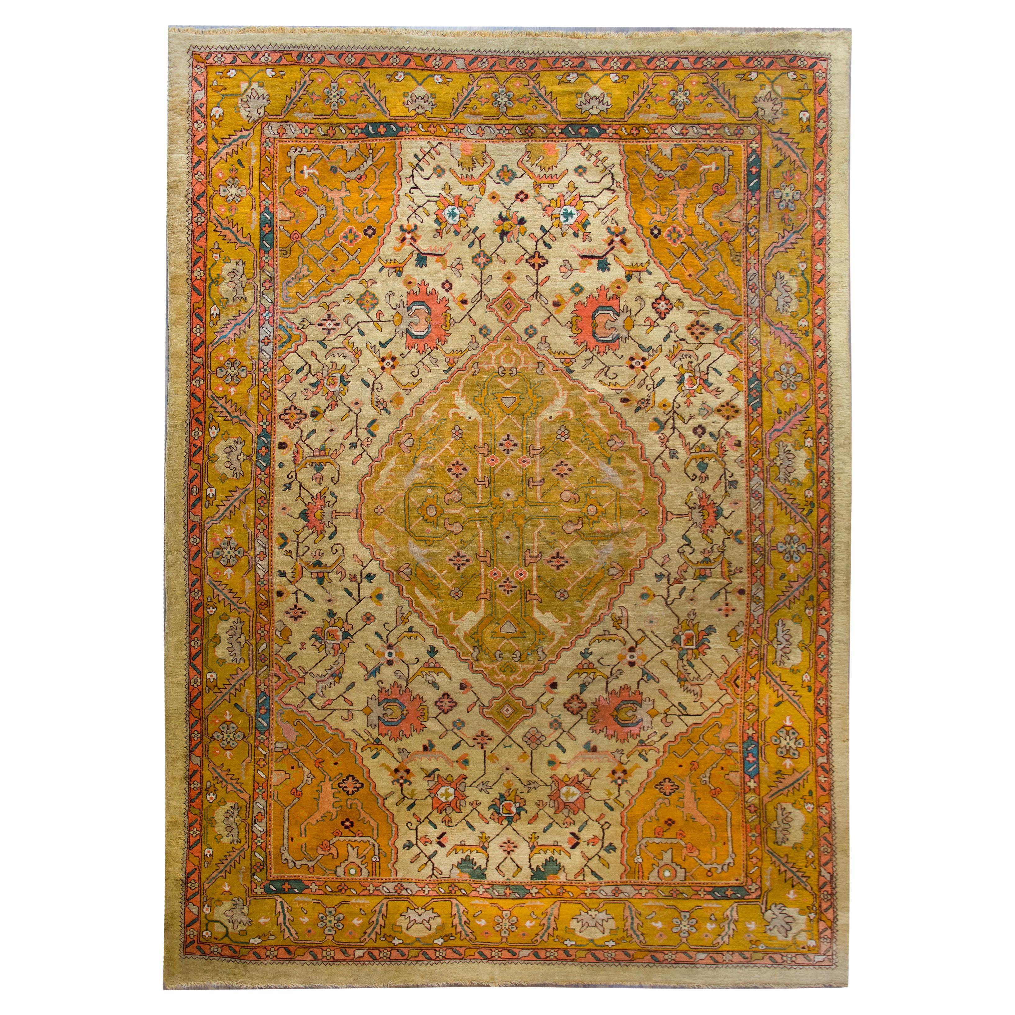 Early 20th Century Turkish Oushak Rug For Sale