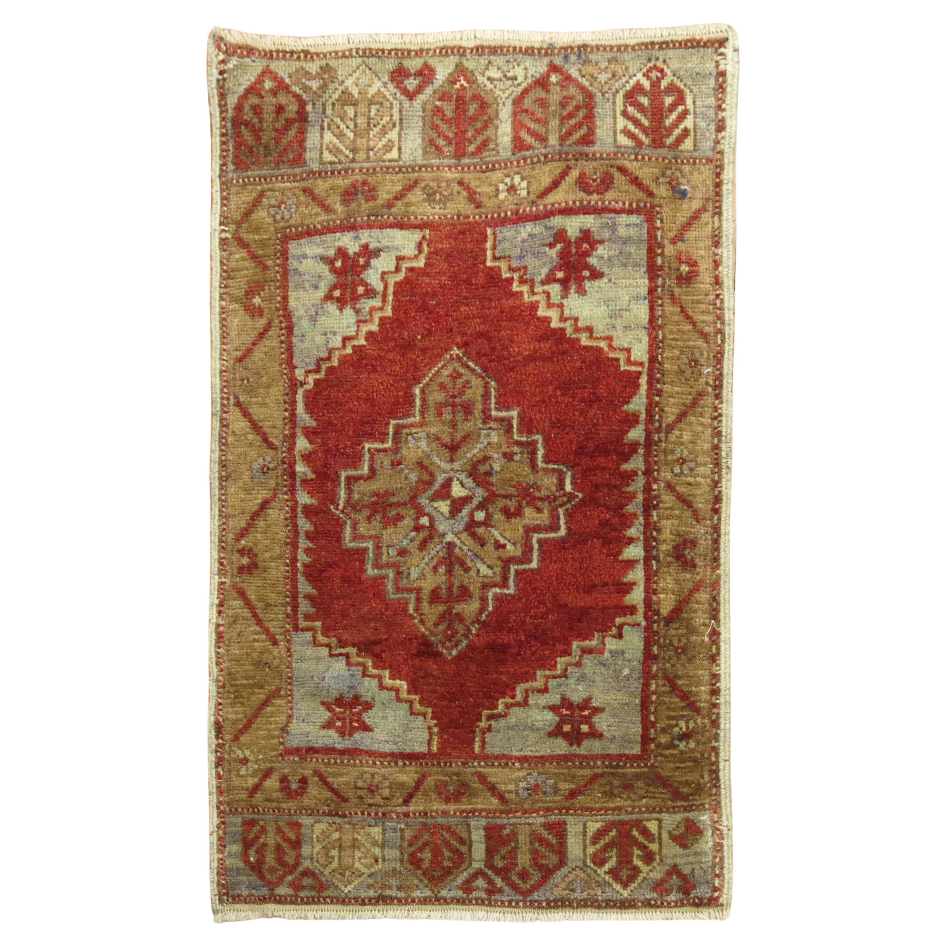 Turkish Rug Small Early 20th Century Turkish Small Rug For Sale at 1stDibs
