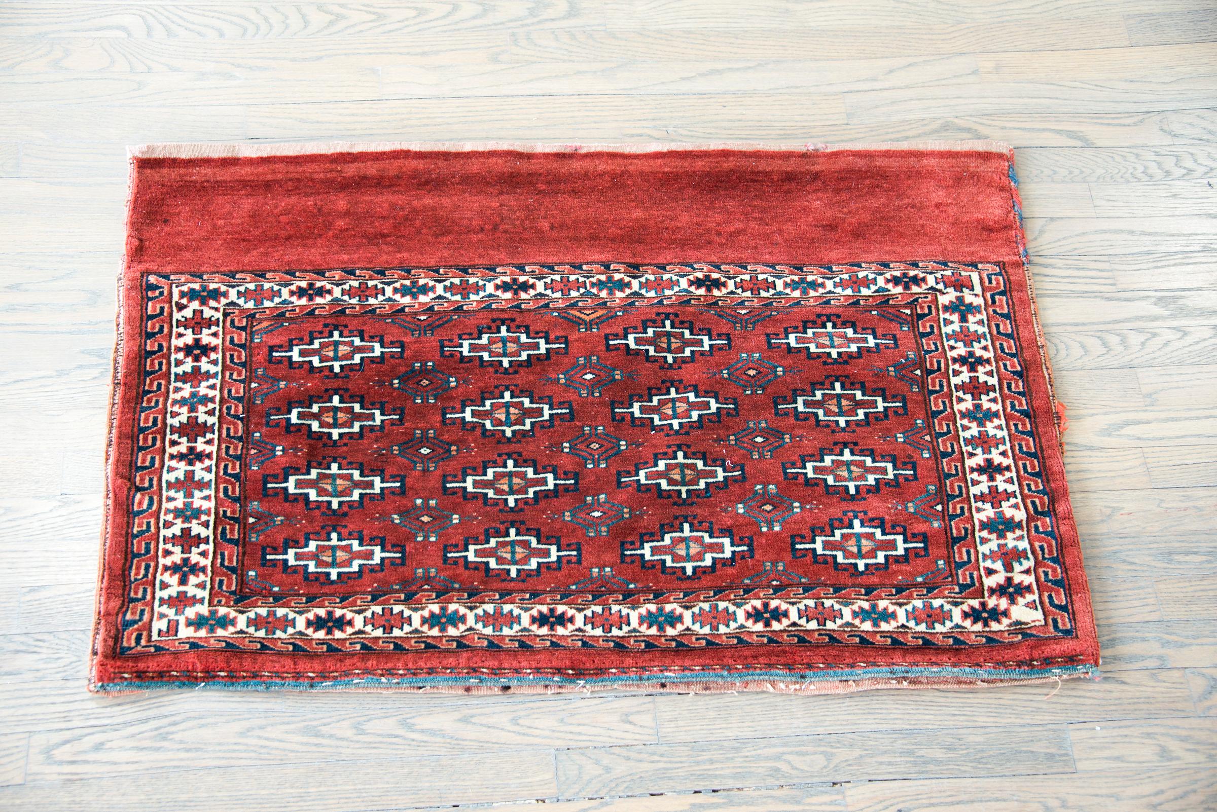 Early 20th Century Turkman Bag Face Rug For Sale 8