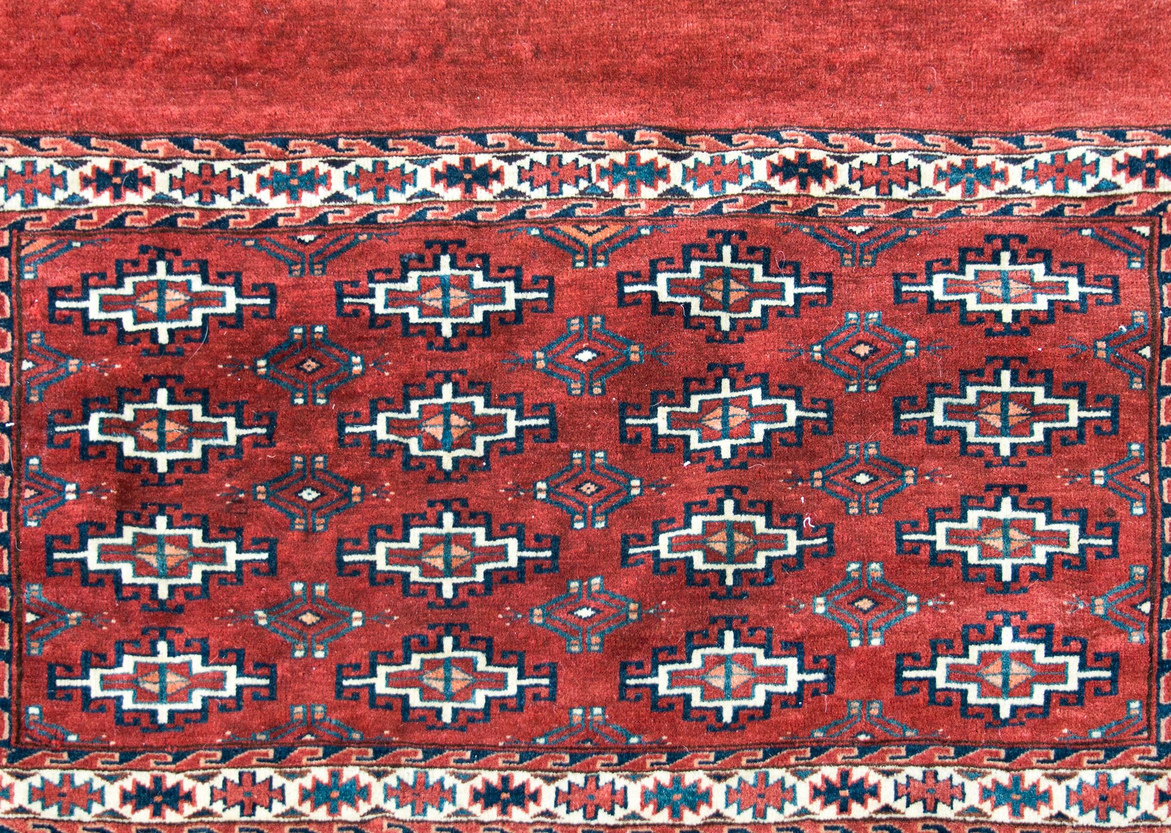Tribal Early 20th Century Turkman Bag Face Rug For Sale