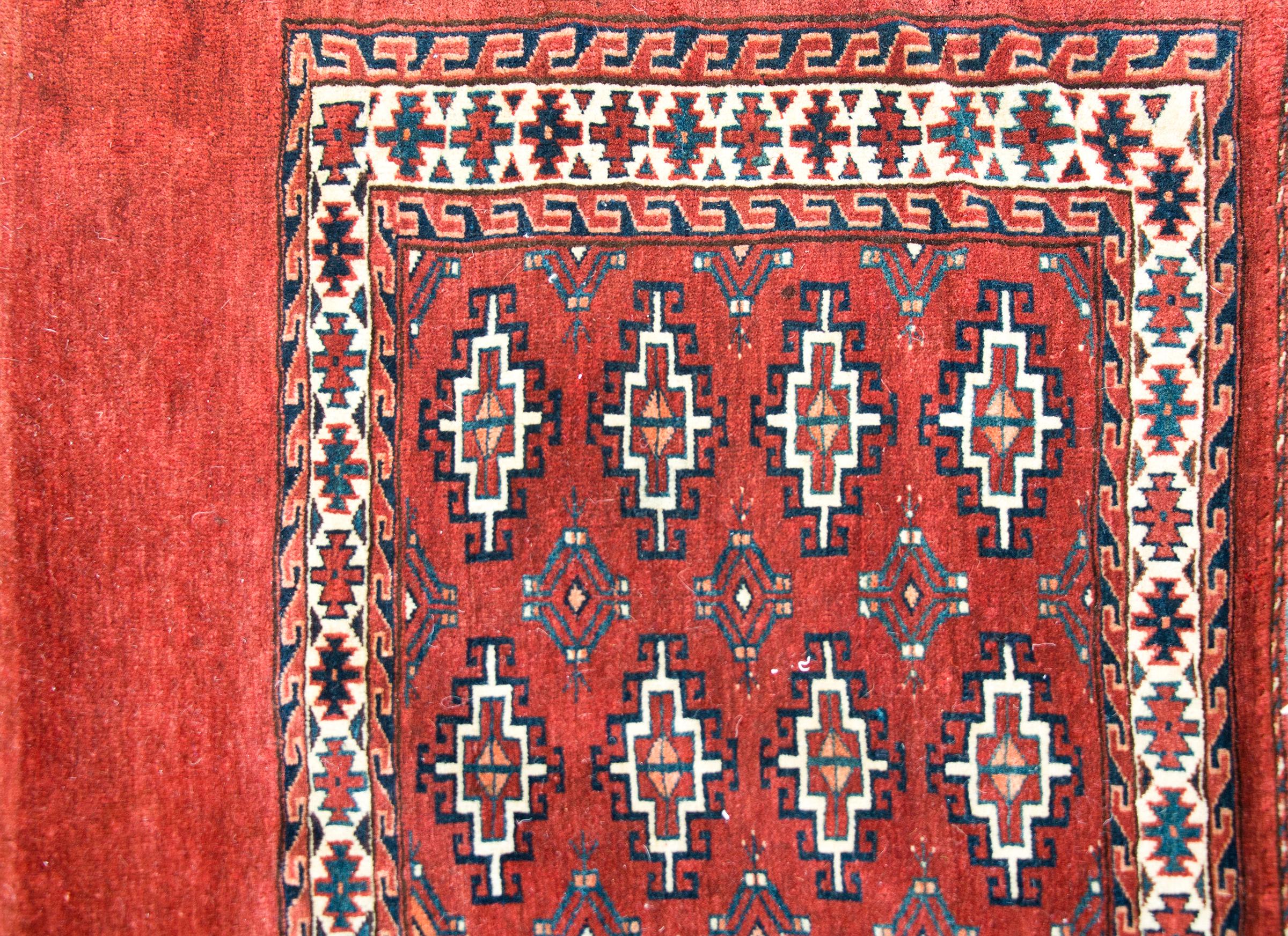 Early 20th Century Turkman Bag Face Rug For Sale 2
