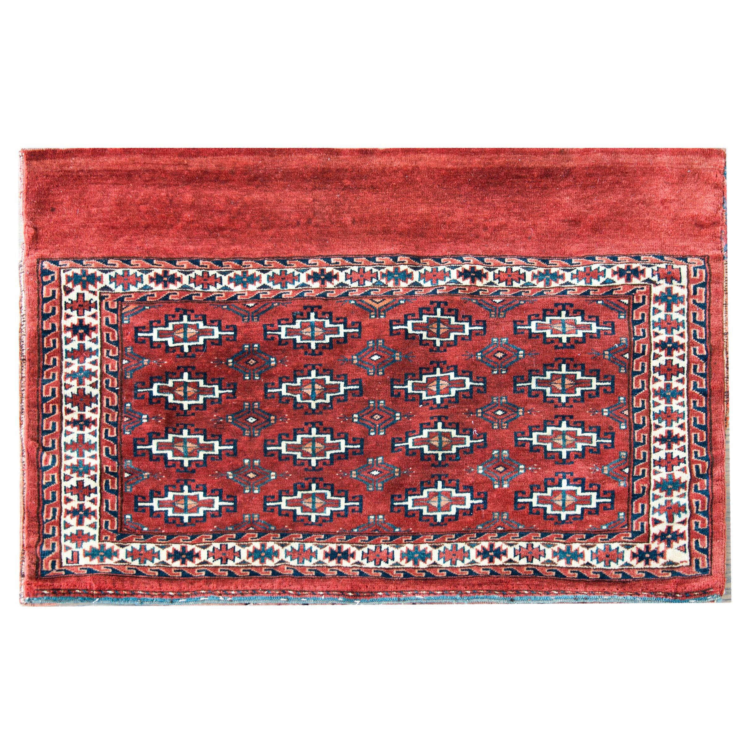 Early 20th Century Turkman Bag Face Rug For Sale
