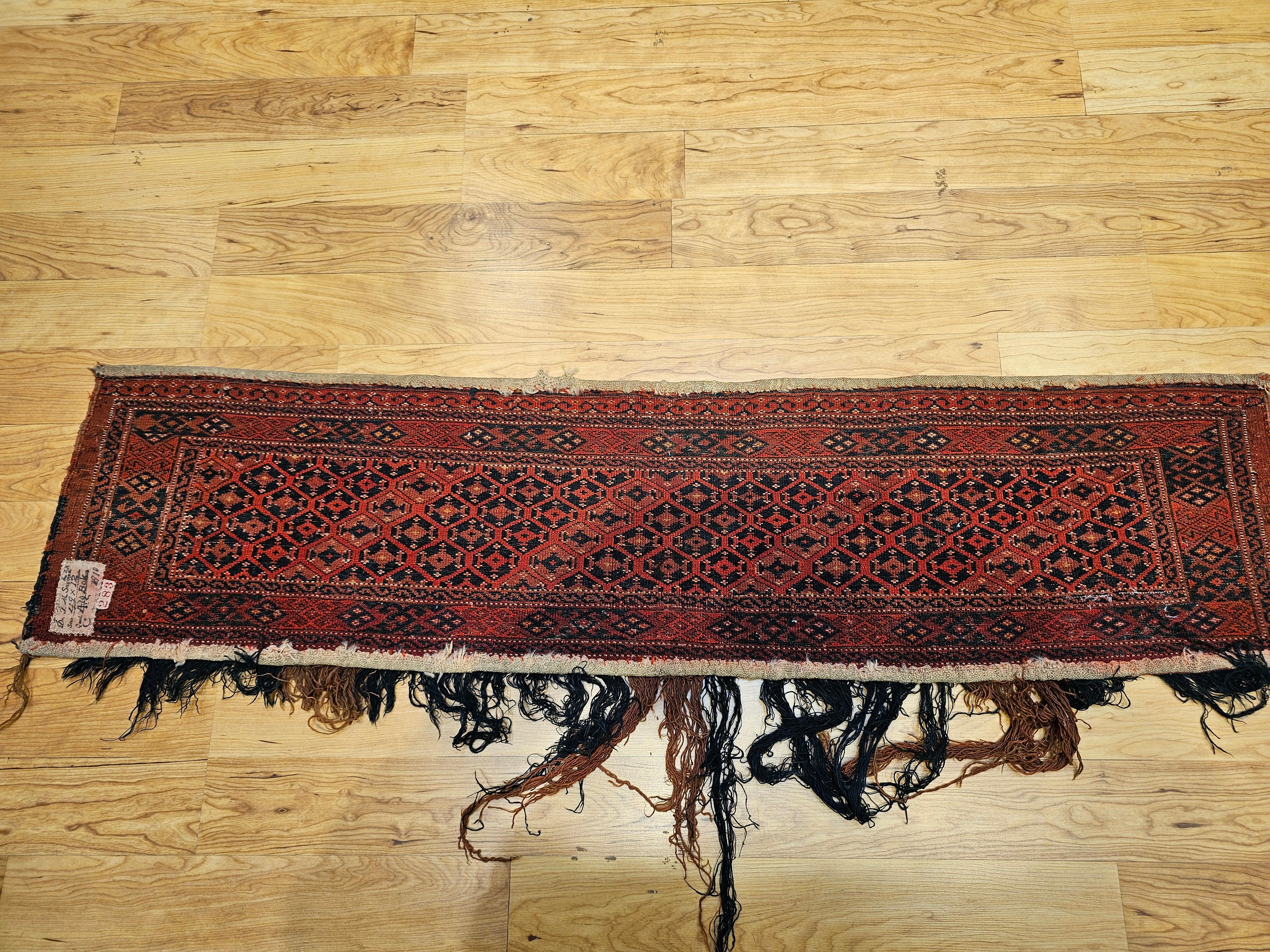 Early 20th Century Turkmen Ersari Tent Hanging in Red, Blue, Brown 5