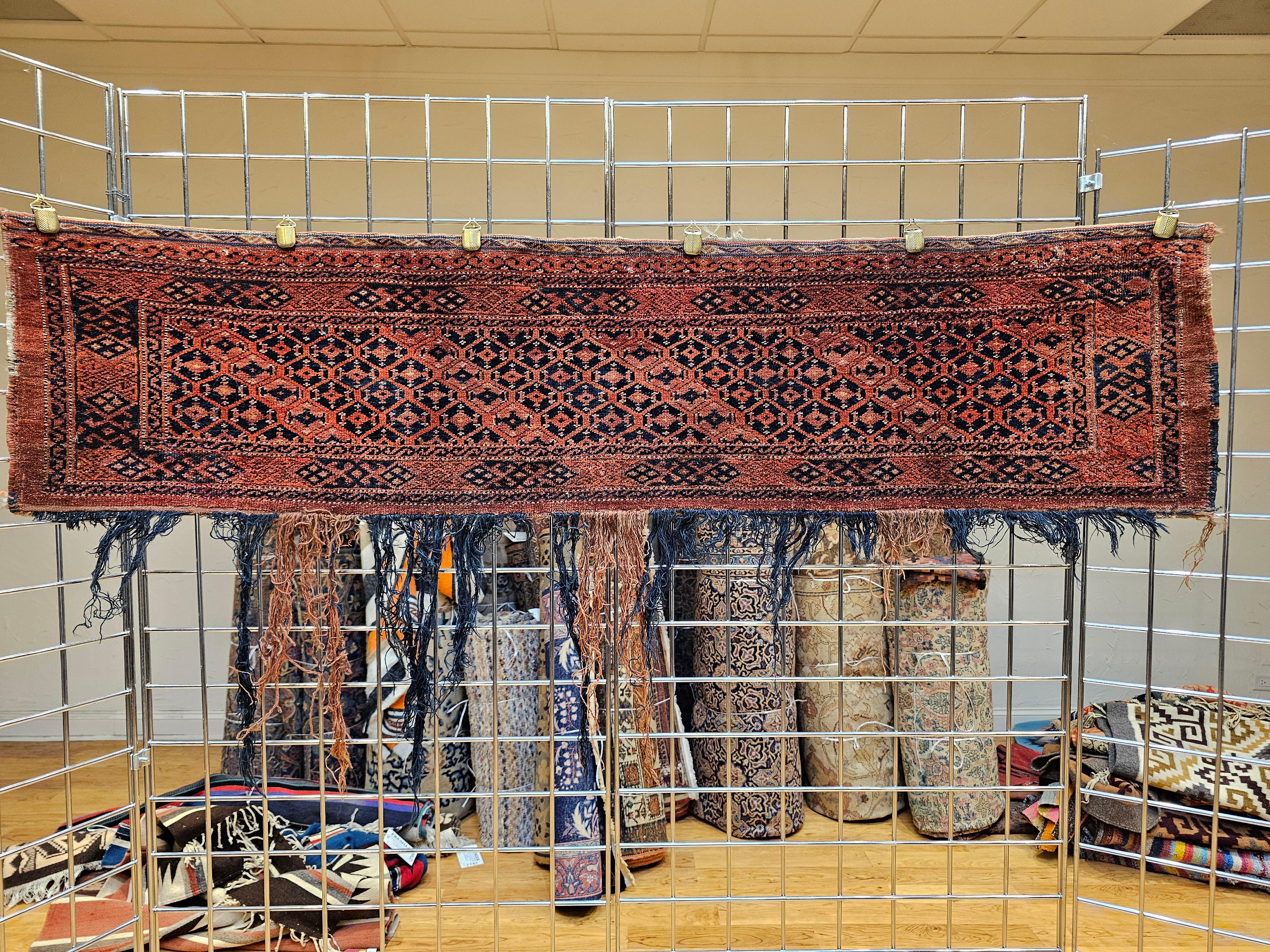 Early 20th Century Turkmen Ersari Tent Hanging in Red, Blue, Brown 6