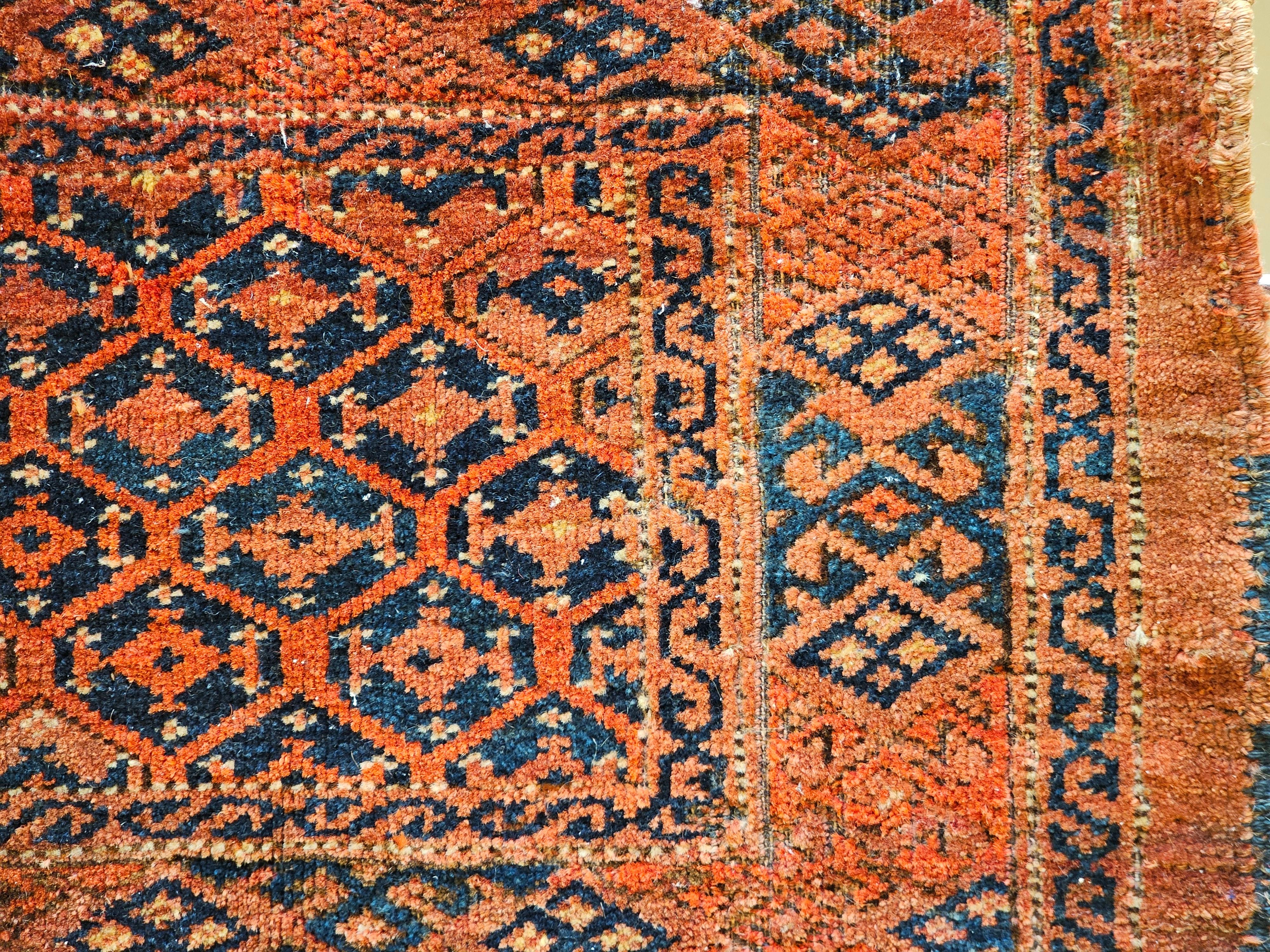 Early 20th Century Turkmen Ersari Tent Hanging in Red, Blue, Brown 2